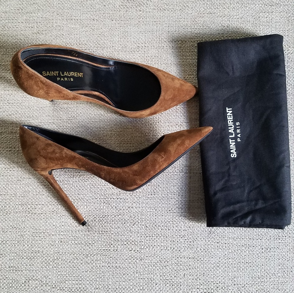 Saint Laurent Brown Suede Zoe Pump